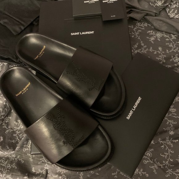 Saint Laurent - Jimmy Leather Slides - Picture 7 of 8